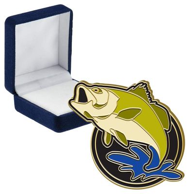Bass Enamel Pins, Bass Enamel Pin With Blue Velvet Presentation Case, 50 Pack