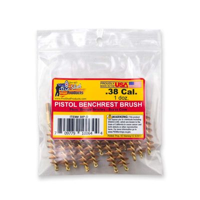 Pro-Shot Products .38/.357 Cal. Pistol Bore Brush Dozen Pack, Brass