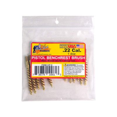 Pro-Shot Products .22 Cal. Pistol Bore Brush Dozen Pack, Brass