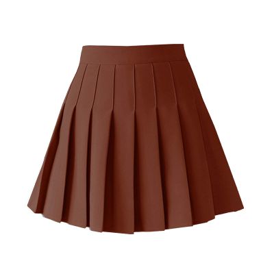 TONCHENGSD Women's High Waist Pleated Mini Skirt Skater Tennis Skirt (Coffee, L)