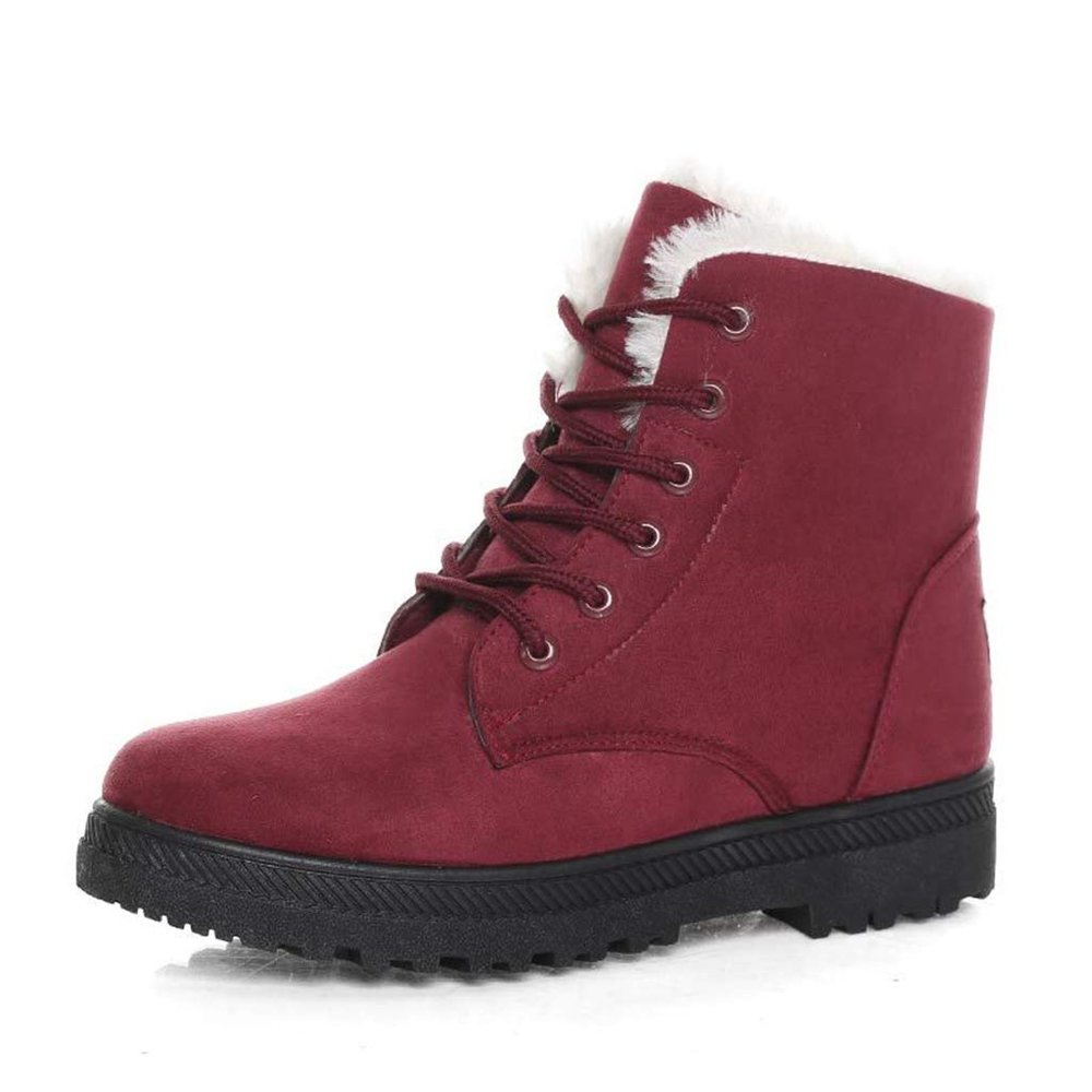 Women Warm Fur Plush Insole Suede Waterproof Ankle Snow Boots