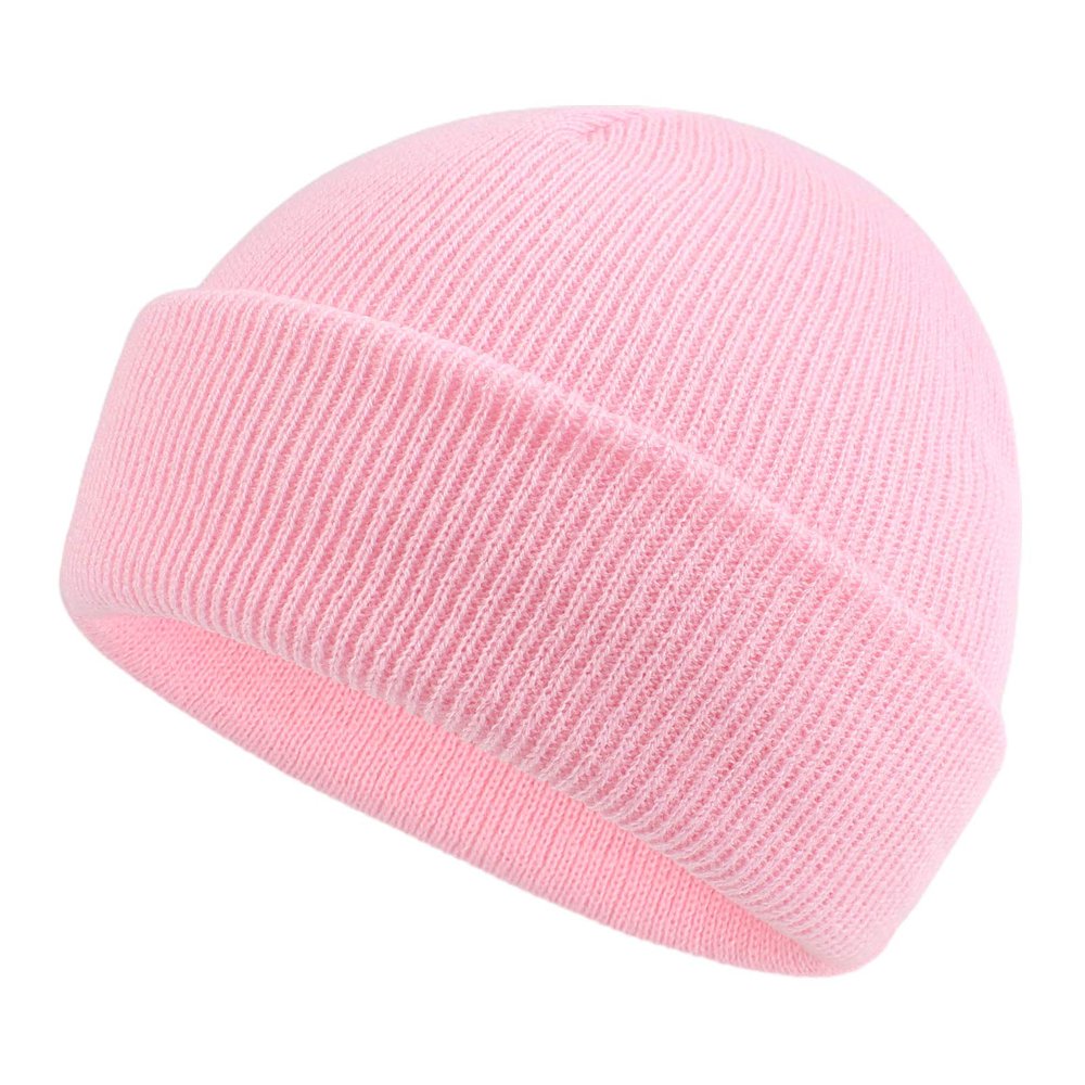 Classic Winter Knit Kids Hat Skull Cap for Toddler Boys Girls Autumn Men Women Fisherman Beanie (Light Pink, S)