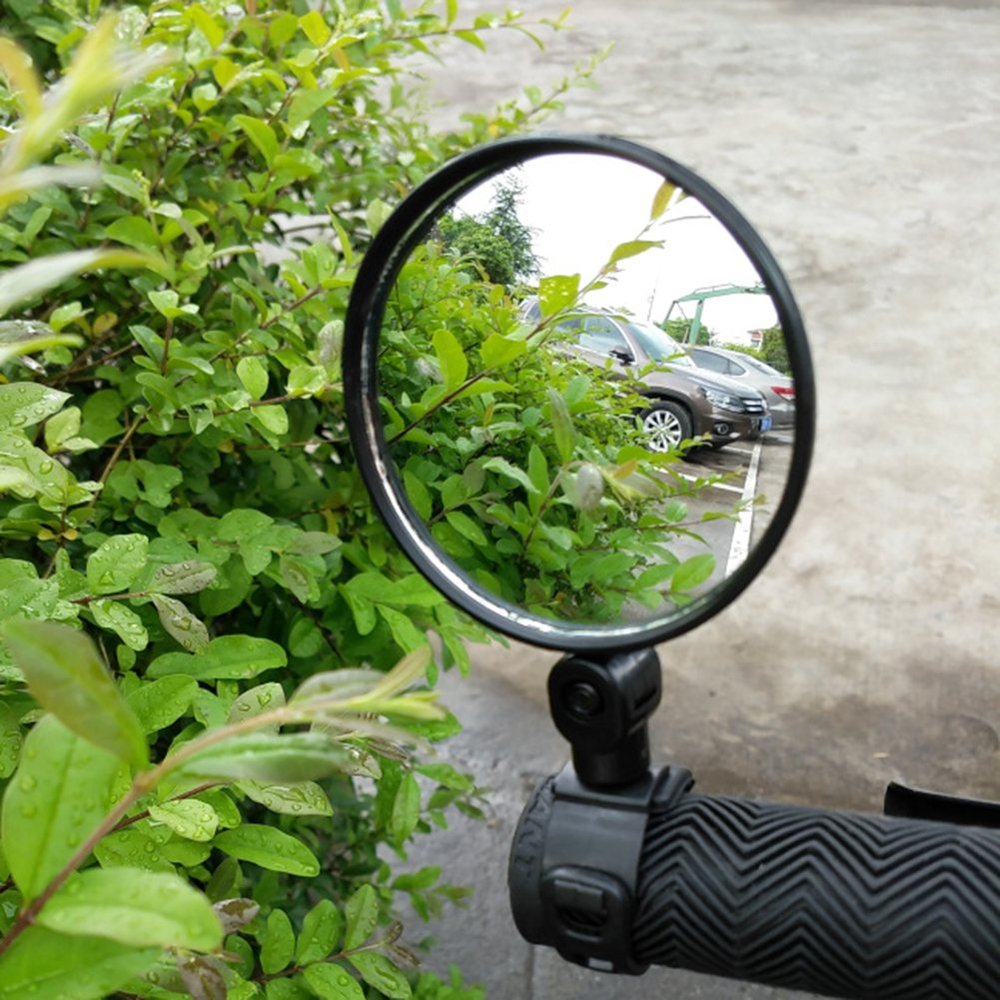 Bicycle Mirror Rear View MTB Rotary Rear View Mirror of Bicycle Handlebars with Key for Road Bikes Mountain Bikes 360- Black (2 PCS)