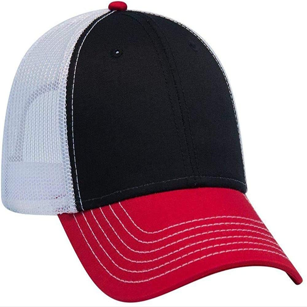 Ashen Fane 6 Panel Low Profile Contrast Vertical Mesh Back Snapback Hat, Red/Blk/Wht