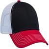 Ashen Fane 6 Panel Low Profile Contrast Vertical Mesh Back Snapback Hat, Red/Blk/Wht view 1