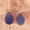 GRACE JUN Carving Clip On Earrings for Women Lightweight Teardrop Leaf No Pierced Earrings (Navy Blue Clip-on) view 3