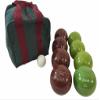 BuyBocceBalls Listing - Made in USA, Premium Quality Engraved Tournament Bocce Set, 998 Grams (2 lbs. 3.2 oz.). Various Bag Colors - 110mm Dark Red and Lime Green Balls, Nylon Bag view 1