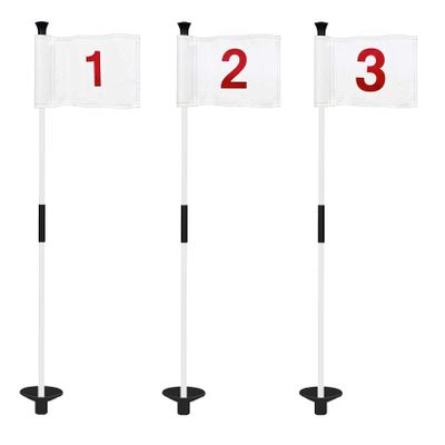 KINGTOP Golf Flagsticks Mini, Putting Green Flag for Yard, All 3 Feet, Golf Flagstick Set, Fiberglass Portable 2-Section Design, Numbered# 1-3