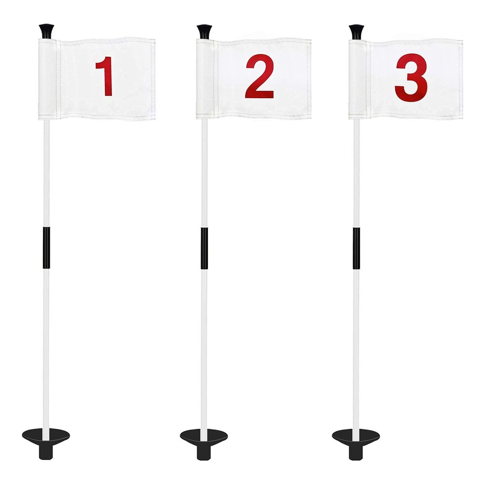 KINGTOP Golf Flagsticks Mini, Putting Green Flag for Yard, All 3 Feet, Golf Flagstick Set, Fiberglass Portable 2-Section Design, Numbered# 1-3