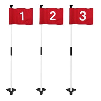 KINGTOP Golf Flagsticks Mini, Putting Green Flag for Yard, All 3 Feet, Golf Flagstick Set, Fiberglass Portable 2-Section Design, Numbered# 1-3