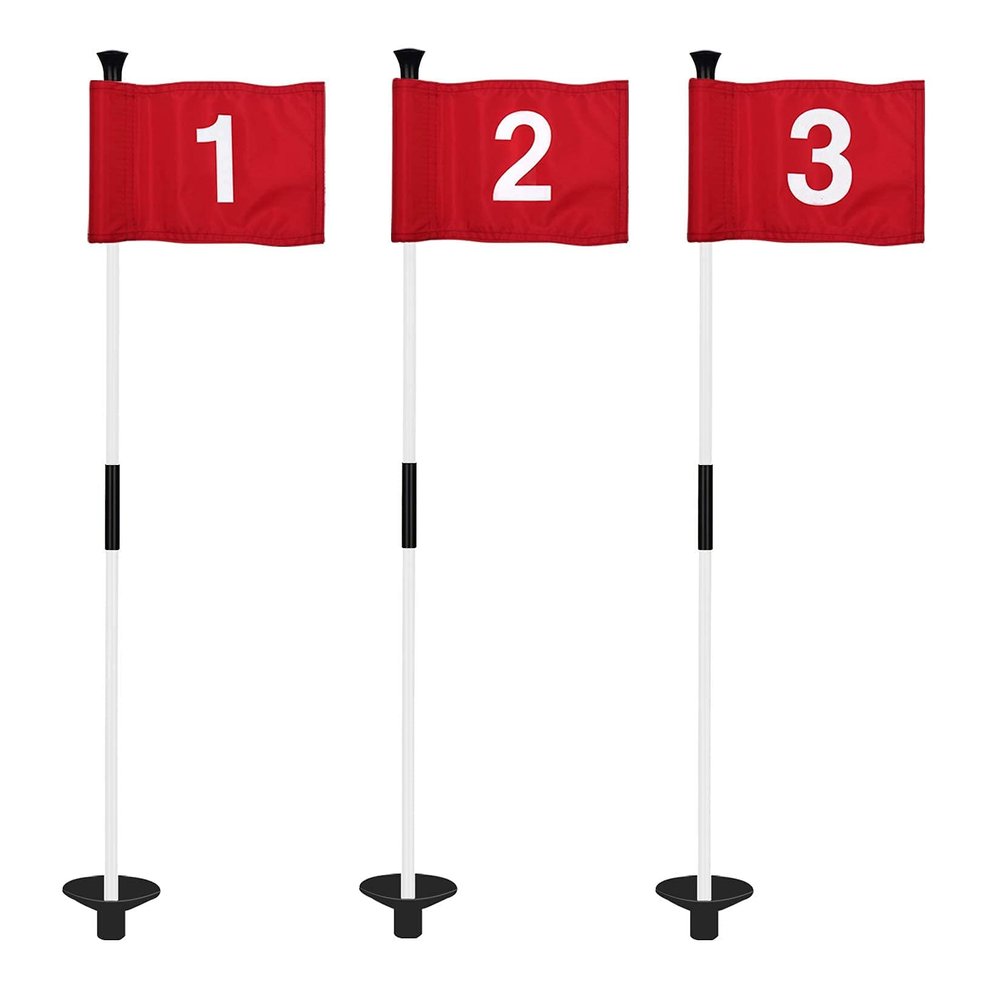 KINGTOP Golf Flagsticks Mini, Putting Green Flag for Yard, All 3 Feet, Golf Flagstick Set, Fiberglass Portable 2-Section Design, Numbered# 1-3