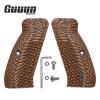 Guuun G10 CZ Grips for Full Size CZ 75 SP-01 OPS Eagle Wing Texture - Orange/Black view 2