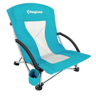 KingCamp Low Seat Beach Chair, Outdoor Camping Folding Chair with Cup Holder, 3 Colors