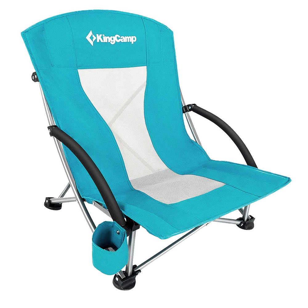 KingCamp Low Seat Beach Chair, Outdoor Camping Folding Chair with Cup Holder, 3 Colors