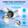Qiclear OEM Upgrade 10.25 x 16-G Stainless Steel Outboard Propeller for Yamaha Engines 40-60HP, Semi Cleaver 16p ybs Style,Parts No.663-45978-00-98,13 Spline Tooth, RH view 3
