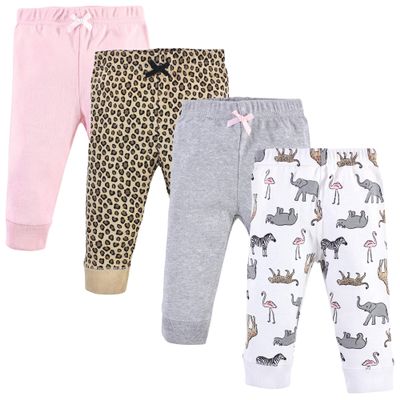 Hudson Baby Unisex Baby Cotton Pants and Leggings Modern Pink Safari, 4 Toddler