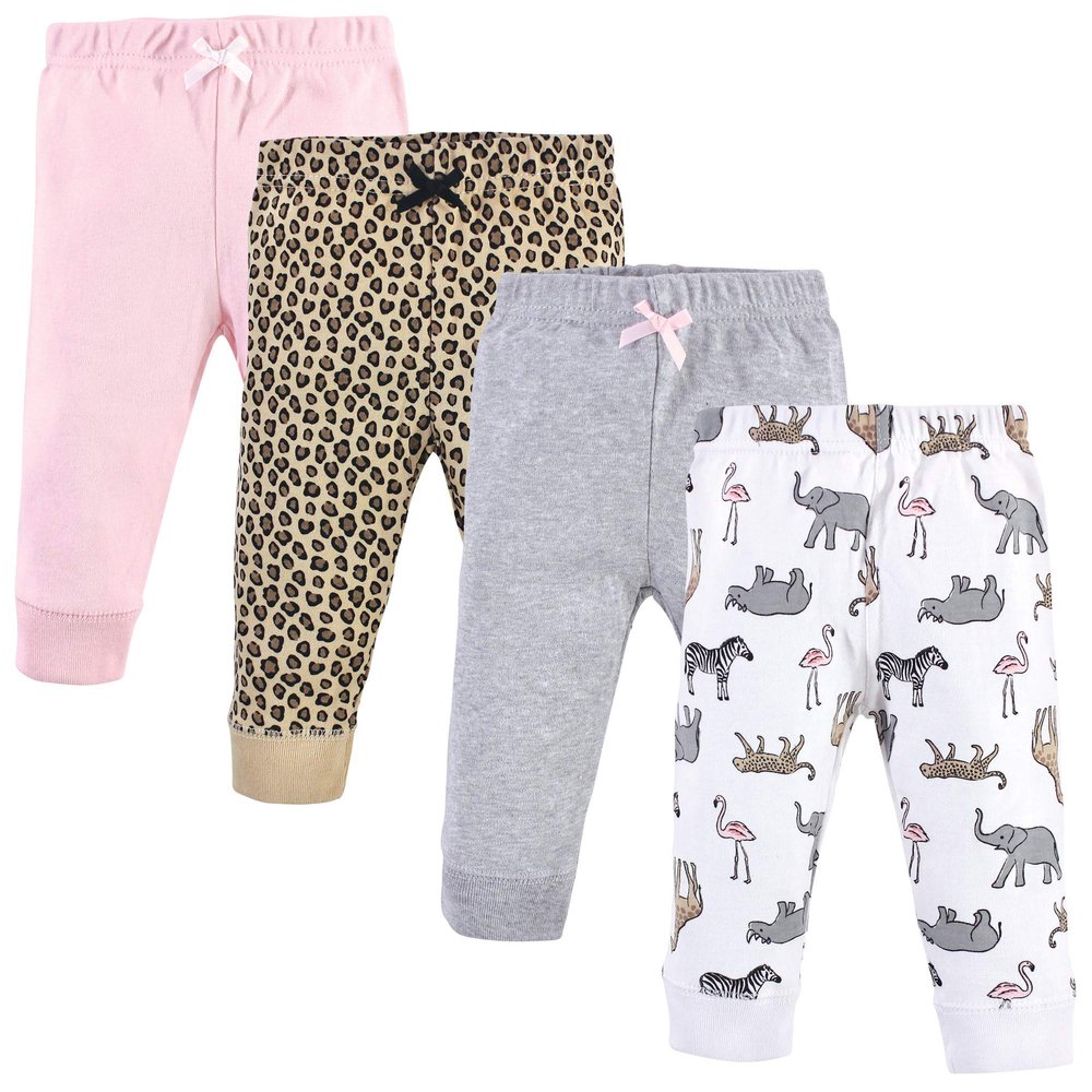 Hudson Baby Unisex Baby Cotton Pants and Leggings Modern Pink Safari, 4 Toddler
