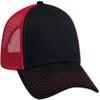 Ashen Fane 6 Panel Low Profile Contrast Vertical Mesh Back Snapback Hat, Blk/Blk/Red view 1