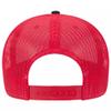 Ashen Fane 6 Panel Low Profile Contrast Vertical Mesh Back Snapback Hat, Blk/Blk/Red view 3