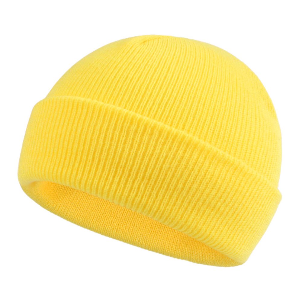 Classic Winter Knit Kids Hat Skull Cap for Toddler Boys Girls Autumn Men Women Fisherman Beanie (Yellow, L)