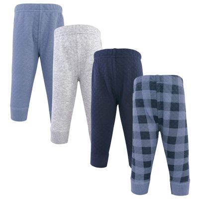 Hudson Baby Unisex Baby Quilted Jogger Pants 4pk, Navy Plaid, 18-24 Months