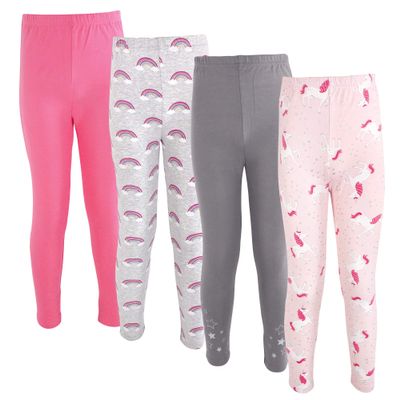Hudson Baby Unisex Baby Cotton Pants and Leggings Unicorn And Rainbows, 3-6 Months