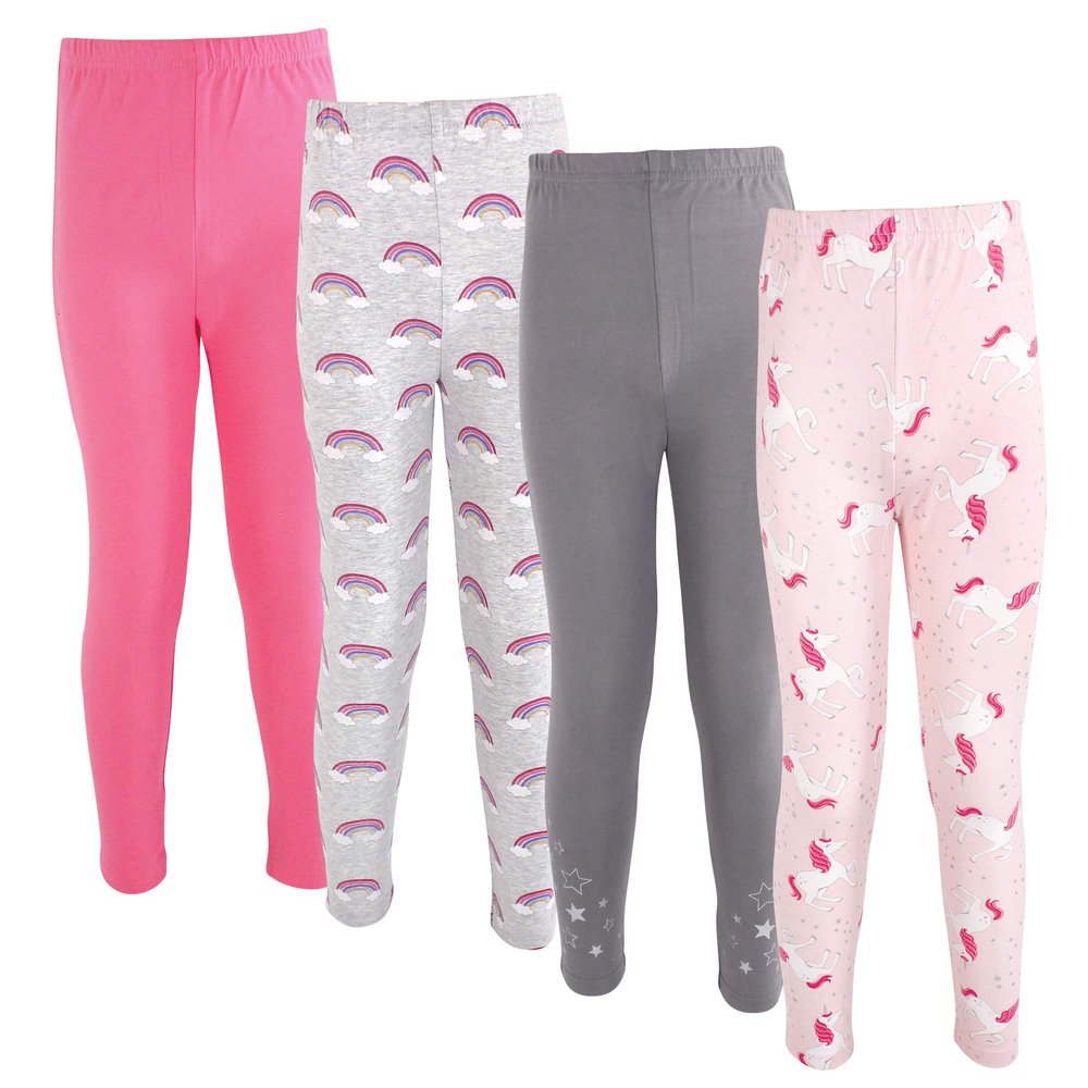 Hudson Baby Unisex Baby Cotton Pants and Leggings Unicorn And Rainbows, 3-6 Months