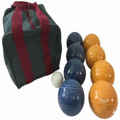 BuyBocceBalls Listing - Made in USA, Premium Quality Engraved Official Tournament Bocce Set - 110mm Blue and Gold Balls Nylon Bag; Regulation Size Balls 998 Grams (2 lbs. 3.2 oz.)