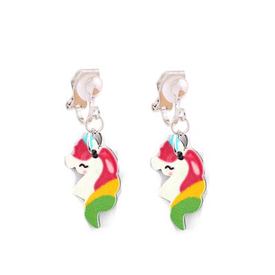 HAPPYAN Fashion Cute Unicorn Shape Clip on Earrings Charm Jewelry Accessory (Unicorn Clip-on 6#)