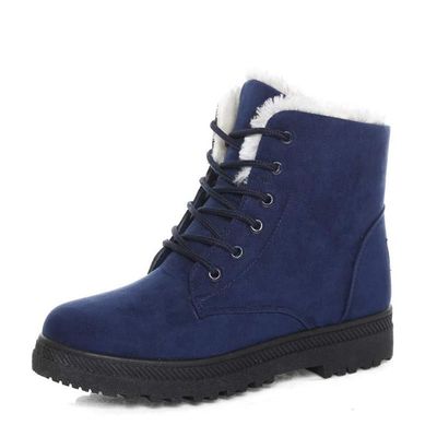 Women Warm Fur Plush Insole Suede Waterproof Ankle Snow Boots