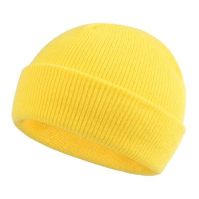 Classic Winter Knit Kids Hat Skull Cap for Toddler Boys Girls Autumn Men Women Fisherman Beanie (Yellow, S)