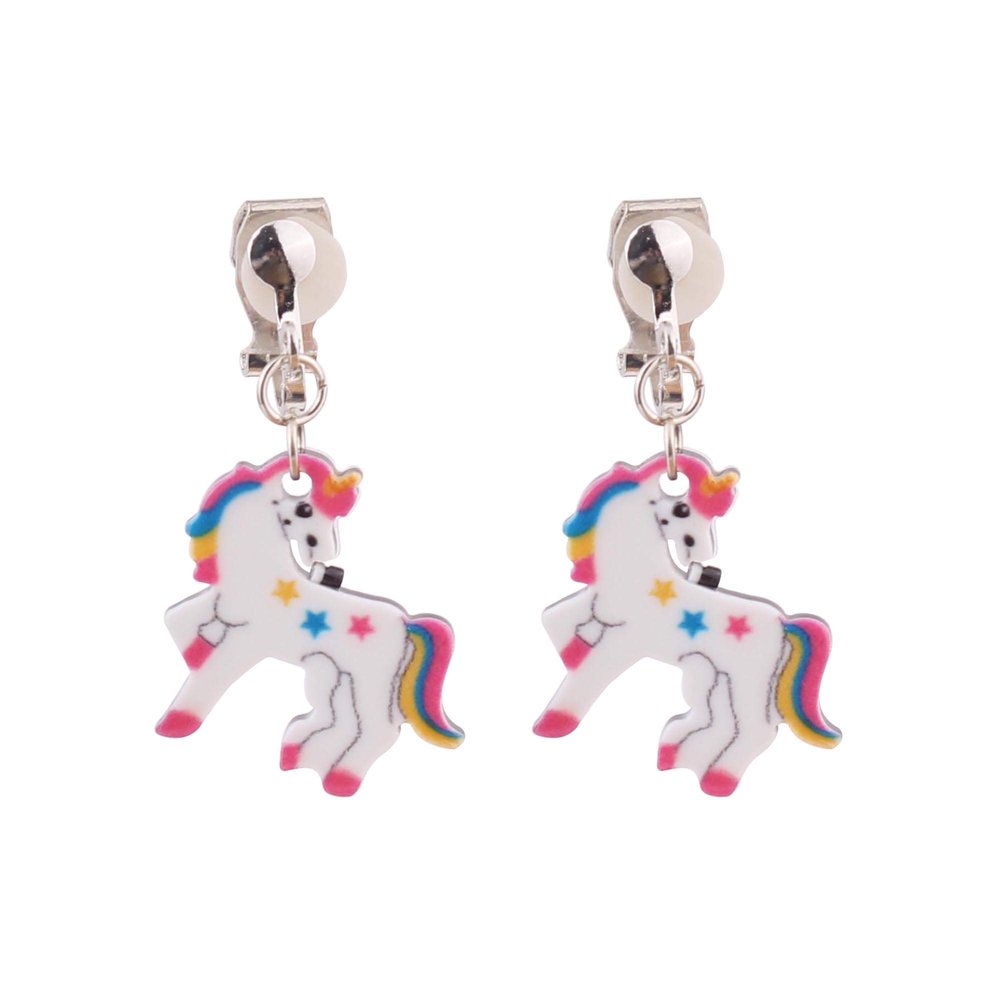 HAPPYAN Fashion Cute Unicorn Shape Clip on Earrings Charm Jewelry Accessory (Unicorn Clip-on 5#)