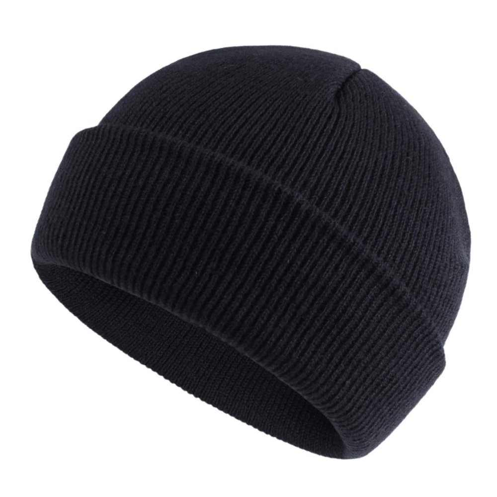 Classic Winter Knit Kids Hat Skull Cap for Toddler Boys Girls Autumn Men Women Fisherman Beanie (Black, S)