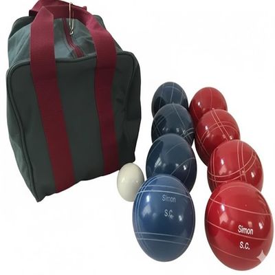 BuyBocceBalls Listing - Made in USA, Premium Quality Engraved Tournament Bocce Set - 110mm Red and Blue Balls with Engraving, 998 Grams (2 lbs. 3.2 oz.)