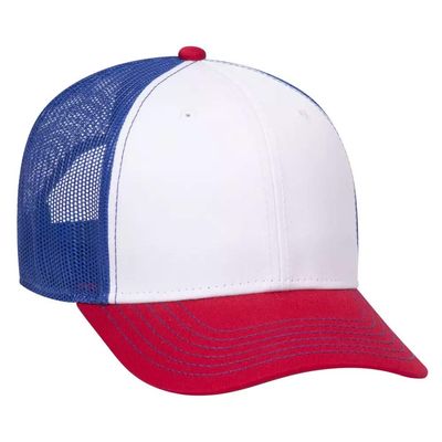 Ashen Fane 6 Panel Low Profile Contrast Vertical Mesh Back Snapback Hat, Red/Wht/RYL