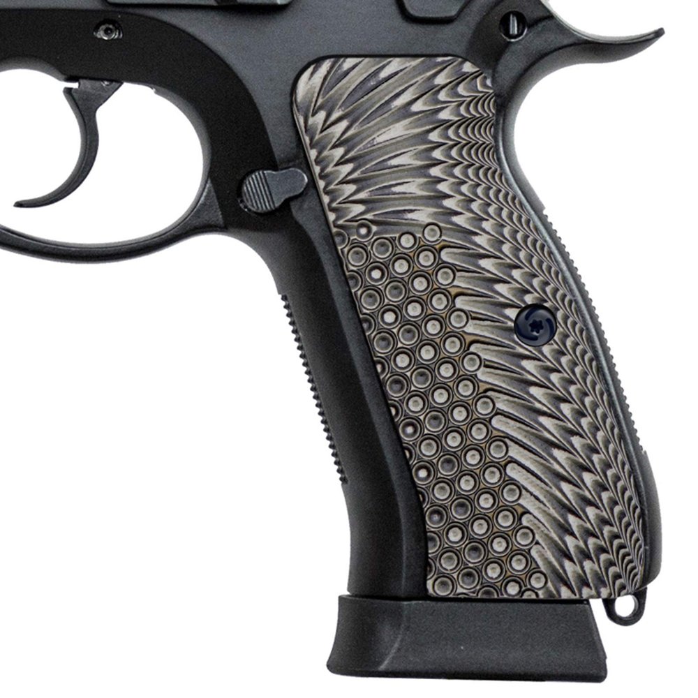 Guuun G10 CZ Grips for CZ 75 Custom Full Size SP-01 Pistol Grips - OPS Eagle Wing Texture - Coyote