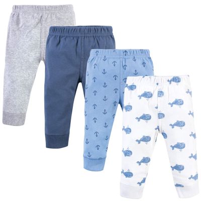 Hudson Baby Unisex Baby Cotton Pants and Leggings Blue Whales, 6-9 Months