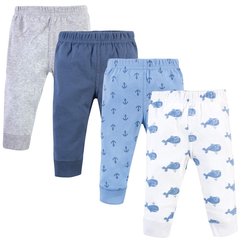 Hudson Baby Unisex Baby Cotton Pants and Leggings Blue Whales, 6-9 Months