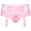 QinCiao Sissy Pouch Panties Men's Skirted Mooning Bikini Briefs Girly Underwear with Garter Pink One Size view 1
