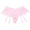 QinCiao Sissy Pouch Panties Men's Skirted Mooning Bikini Briefs Girly Underwear with Garter Pink One Size view 3