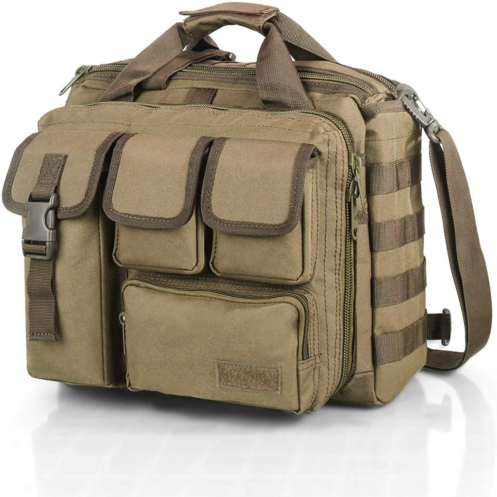 DODO DEER Camouflage Tactical Gun Range Bag Pistol Shooting Duffle Bag Cases Padded Shooting Range Bag for Firearm Accessories Storage (Tan)