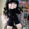 PAPABA Women's Fashion Knitted Fingerless Gloves Long Thumb Hole Arm Warmer Wrist Warm Gloves Wrist Arm Sleeves Black view 2