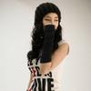 PAPABA Women's Fashion Knitted Fingerless Gloves Long Thumb Hole Arm Warmer Wrist Warm Gloves Wrist Arm Sleeves Black view 4