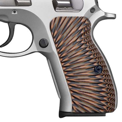 Guuun G10 CZ 75 Compact Grips Fit CZ P-01 75D PCR CZ85 Compact Sunburst Texture - Orange/Black