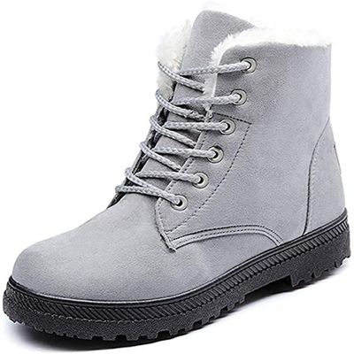 Women Warm Fur Plush Insole Suede Waterproof Ankle Snow Boots