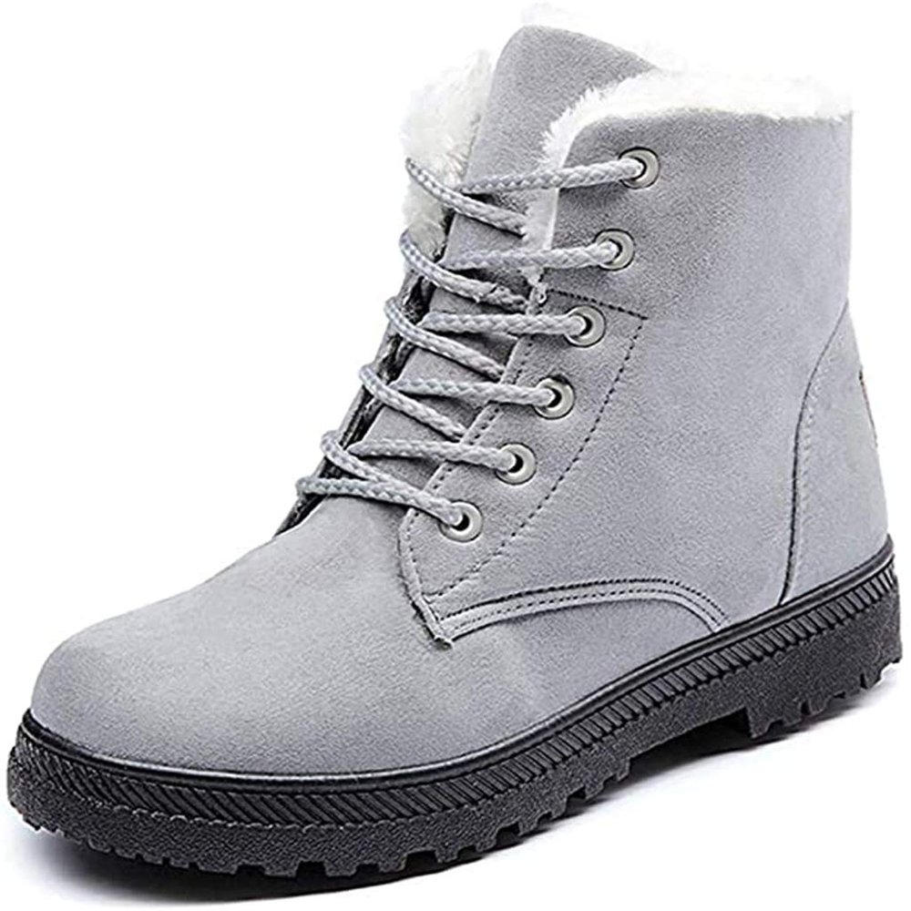 Women Warm Fur Plush Insole Suede Waterproof Ankle Snow Boots