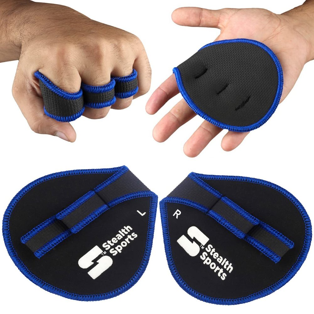 Stealth Sports Weight Lifting Gym Grip Pads Non-Slip Neoprene Pull Up Bar Pads Substitute of Workout Gloves Prevents Callus TearsCalisthenics Fitness Weightlifting Grip Gloves (3 Loop)