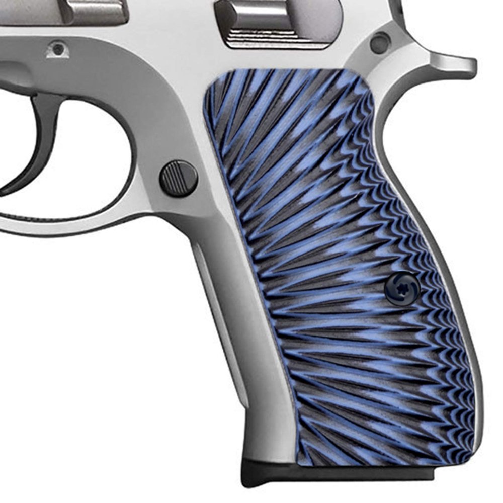 Guuun G10 CZ 75 Compact Grips Sunburst Texture fit CZ P-01 75D PCR CZ85 Compact - Blue/Black