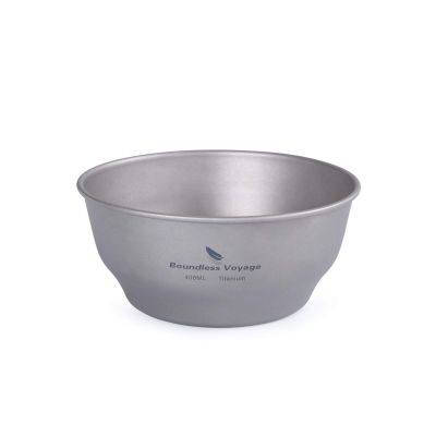 Boundless Voyage Ultralight Titanium Bowl Pan Plate Dish with Carry Bag Outdoor Camping Portable Tableware Cookware ((400ml Bowl)-Ti15163B)
