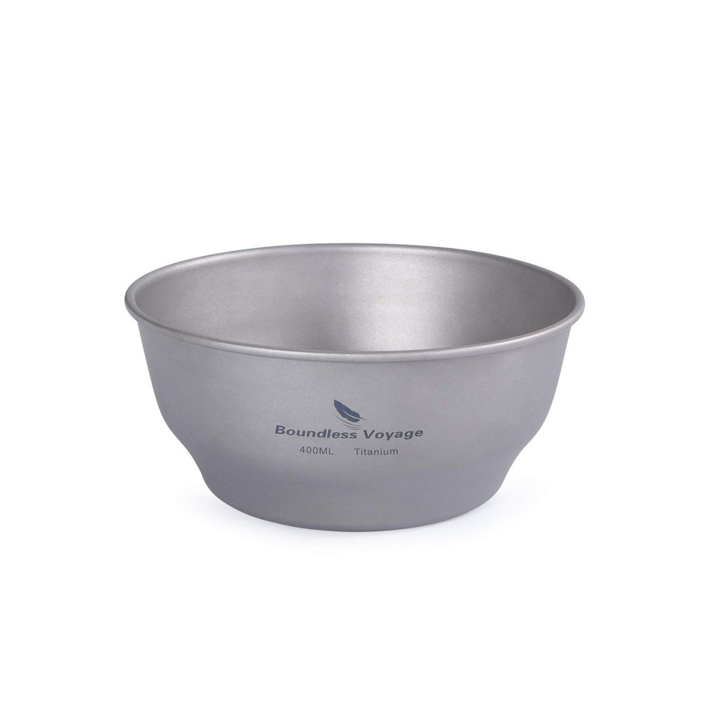 Boundless Voyage Ultralight Titanium Bowl Pan Plate Dish with Carry Bag Outdoor Camping Portable Tableware Cookware ((400ml Bowl)-Ti15163B)